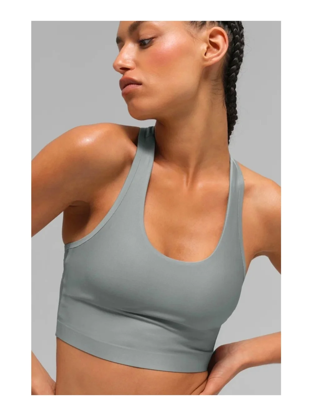 NWT Alo Airlift Super Sleek Everyday Scoop-Neck Sports Bra Tank Lunar Grey Sz M
